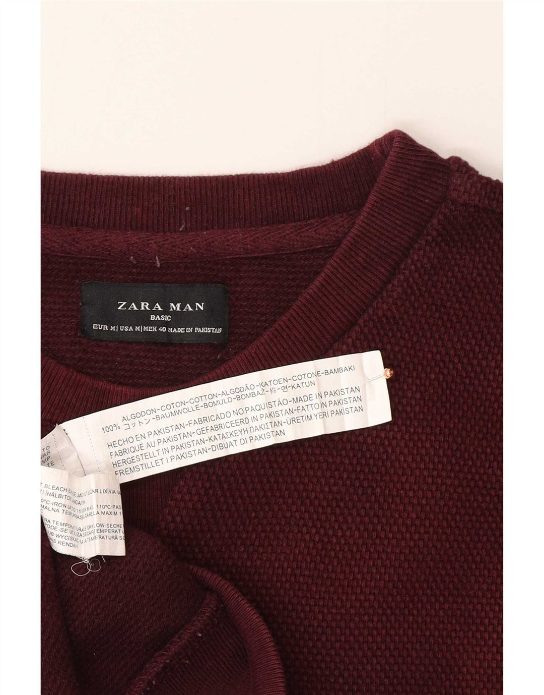 Pulover pentru bărbați Zara Pulover Medium Burgundy Bumbac