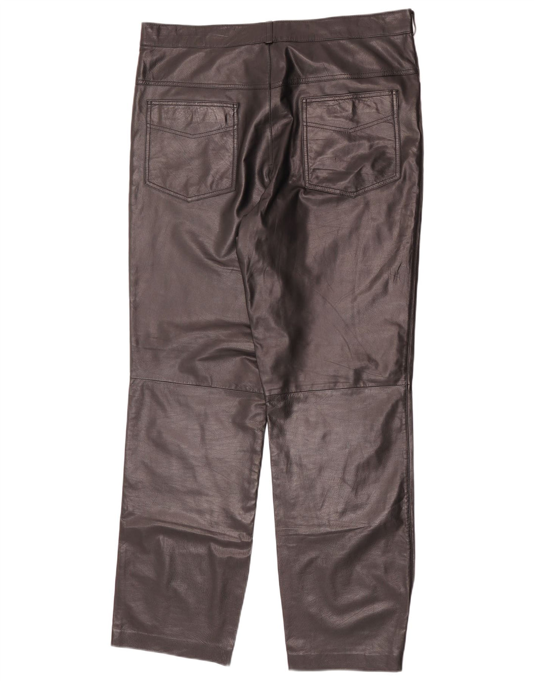 Pantaloni drepți din piele vintage pentru femei W36 L32 negri