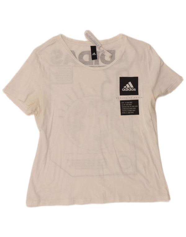 Tricou grafic Adidas pentru femei Top UK 16/18, mare, alb, bumbac