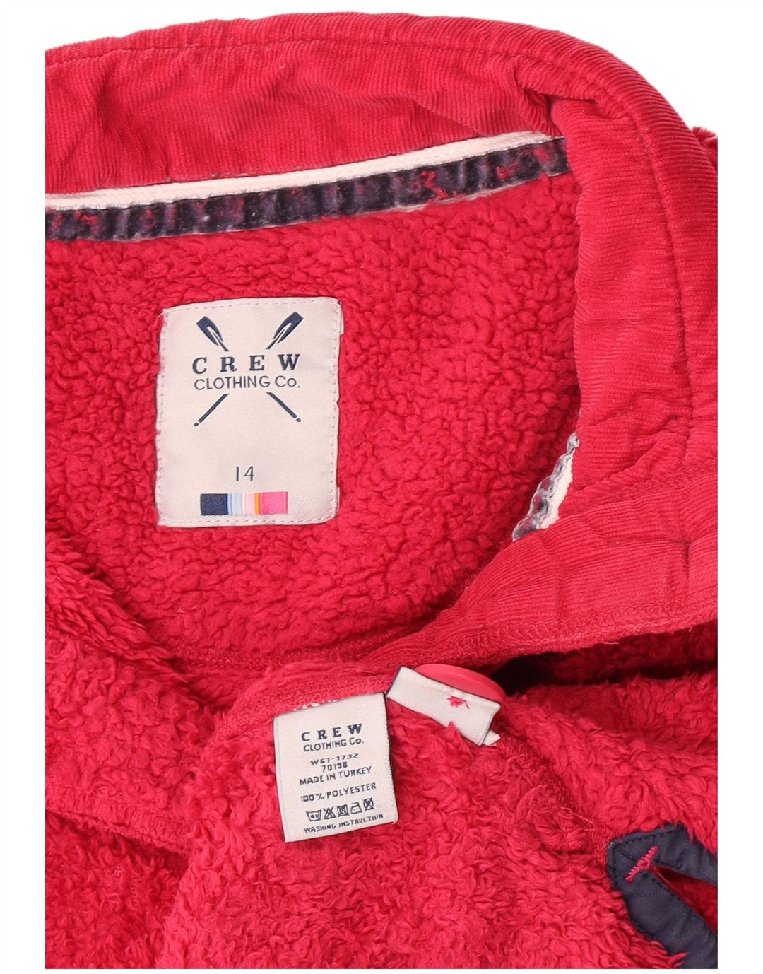 Crew Clothing Pulover din lână pentru femei cu gât cu nasturi UK 14, poliester roz mare