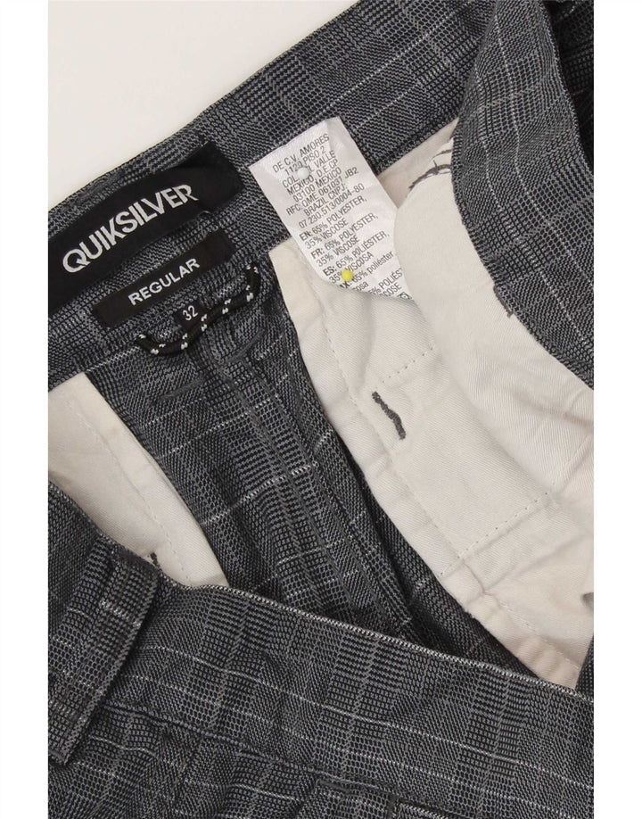Pantaloni scurți chino obișnuiți pentru bărbați Quiksilver W32, poliester cu carouri, albastru marin mediu