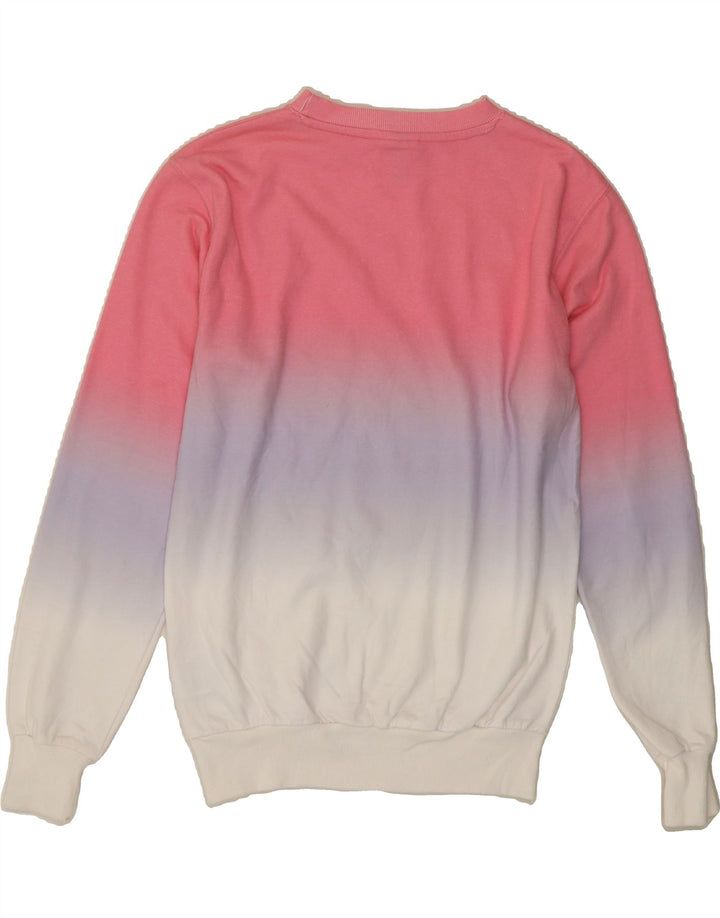 ELLESSE Womens Oversized Graphic Sweatshirt Jumper UK 8 Small Pink Tie Dye Vintage Ellesse and Second-Hand Ellesse from Messina Hembry 
