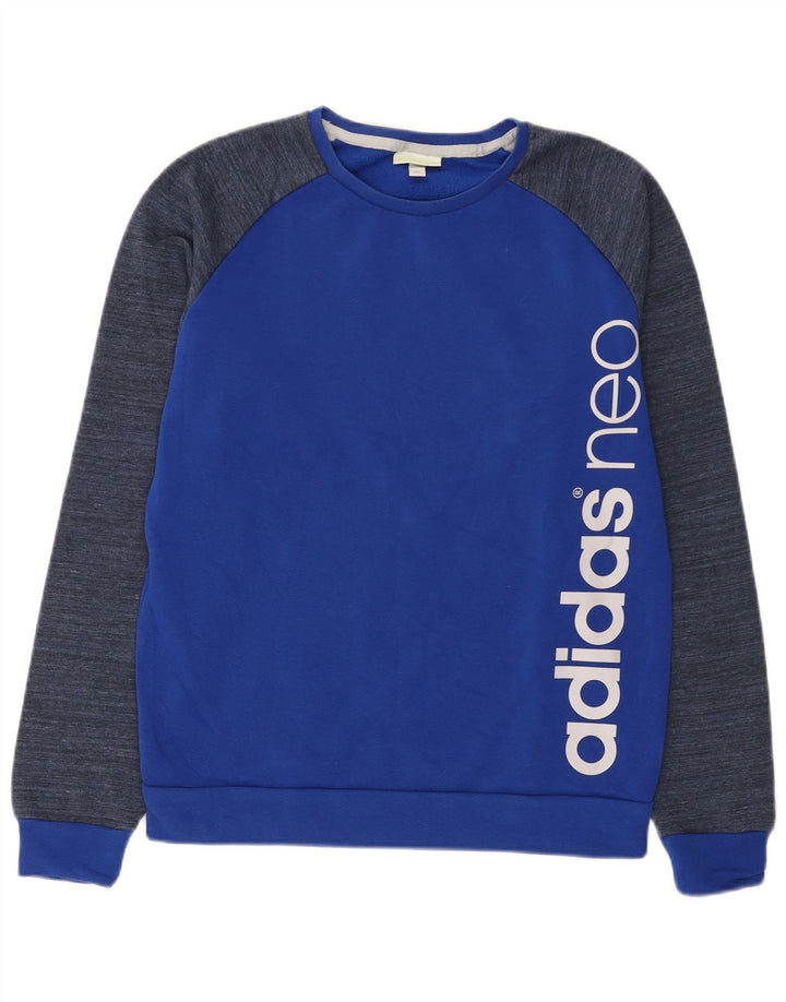 Hanorac pentru bărbați Adidas Neo Graphic Jumper, albastru mediu, bumbac color bloc