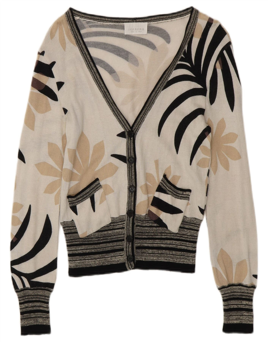 Pulover cardigan pentru femei ICEBERG UK 6 XS bumbac floral alb