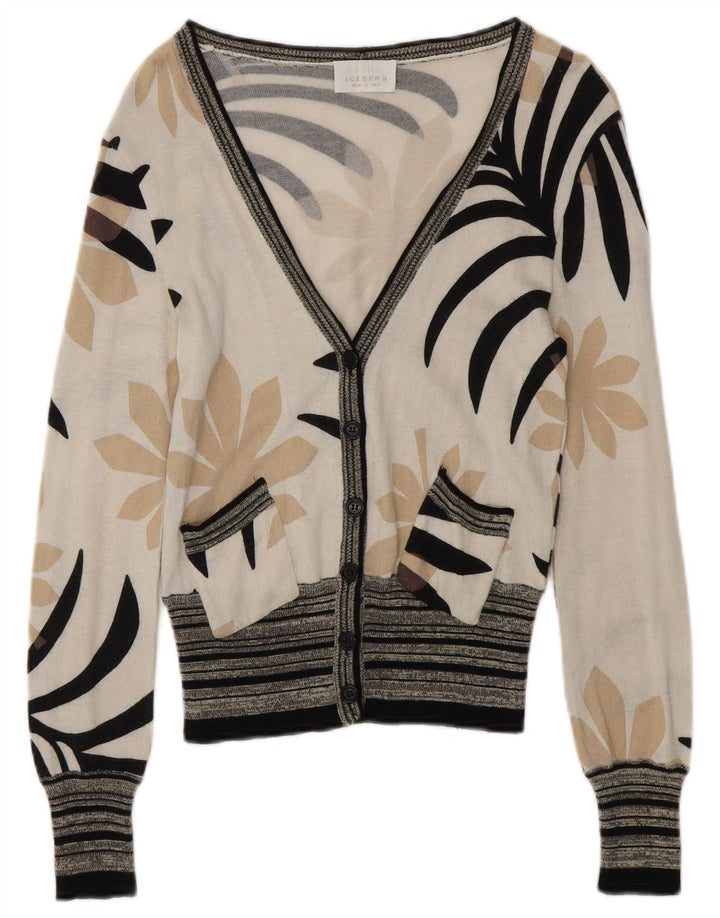 Pulover cardigan pentru femei ICEBERG UK 6 XS bumbac floral alb