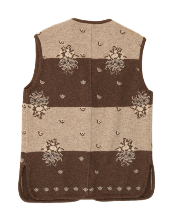 Pulover cardigan fără mâneci pentru femei Silvy IT 42 Lână Florală Maro Mediu