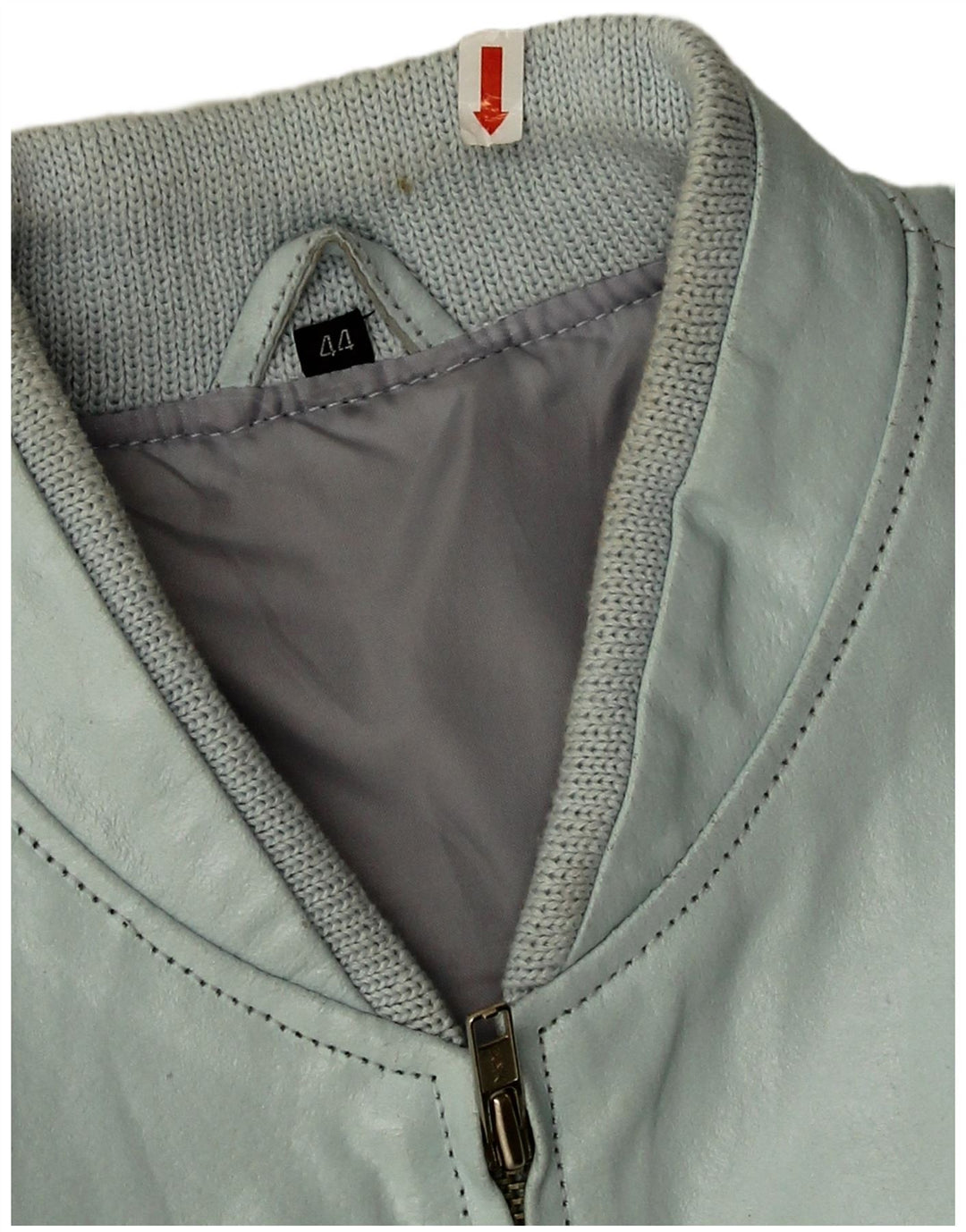 Jachetă bomber din piele artificială, vintage, pentru femei, IT 44, albastru mediu