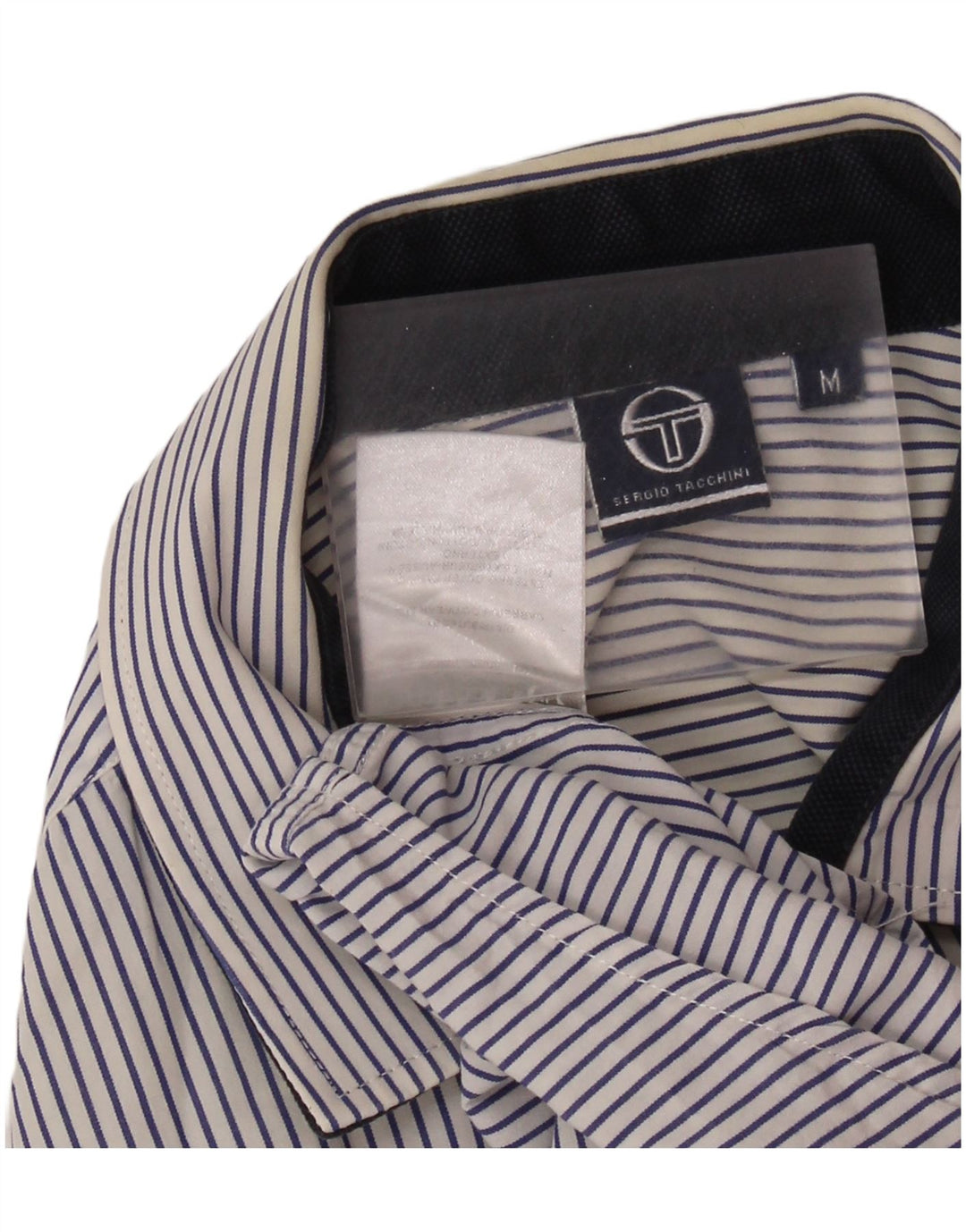 SERGIO TACCHINI Cămașă cu mânecă scurtă pentru bărbați, bumbac cu dungi albastru bleumarin mediu