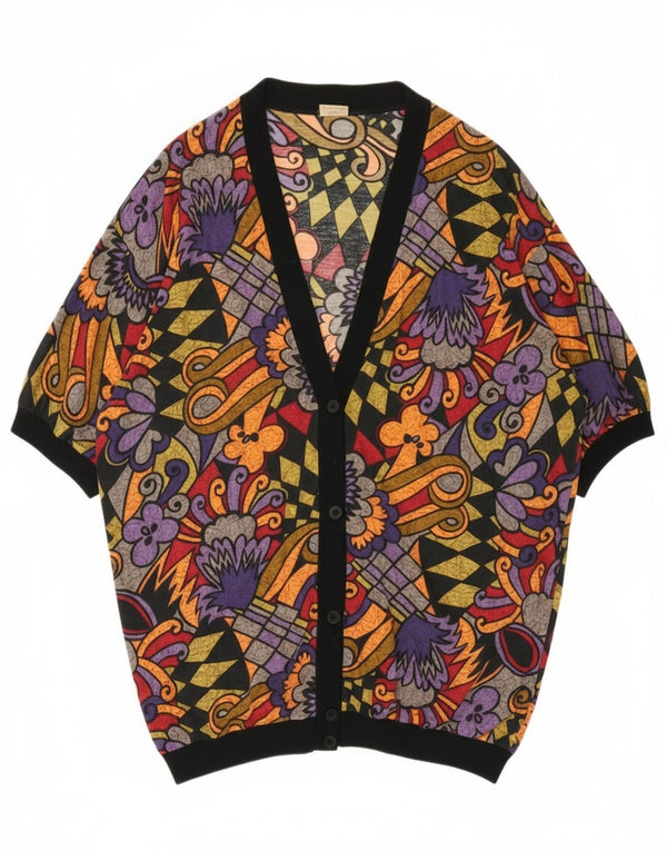 Top cardigan supradimensionat pentru femei vintage UK 16 mare, multicolor, geometric