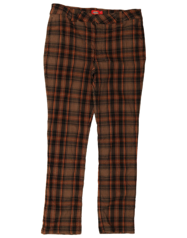 Pantaloni chino skinny pentru femei Dickies US 13 Large W34 L30 Brown Check Rayon