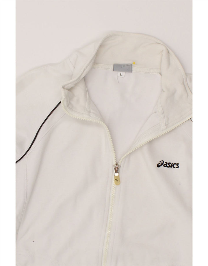 ASICS Womens Tracksuit Top Jacket UK 14 Large White Vintage Asics and Second-Hand Asics from Messina Hembry 