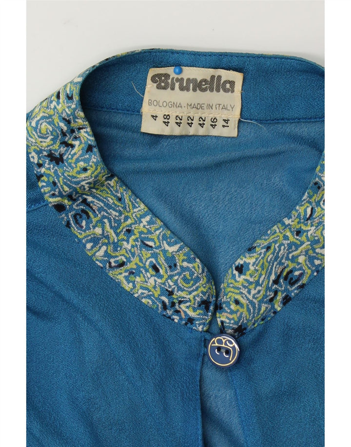 VINTAGE Womens Long Sleeve See Through Top UK 14 Medium Blue Vintage Vintage and Second-Hand Vintage from Messina Hembry 