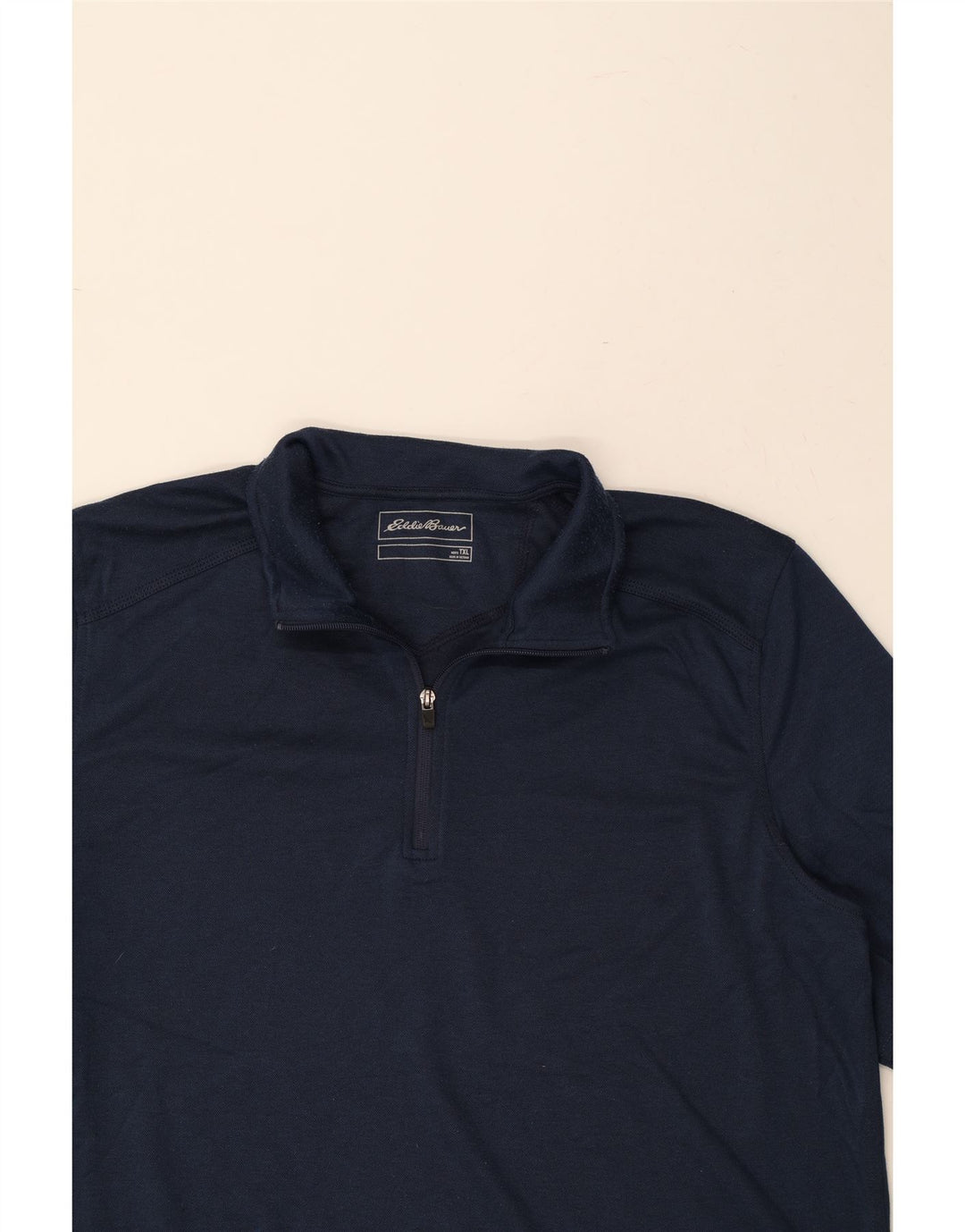 EDDIE BAUER Mens Zip Neck T-Shirt Top XL Navy Blue Polyester Vintage Eddie Bauer and Second-Hand Eddie Bauer from Messina Hembry 