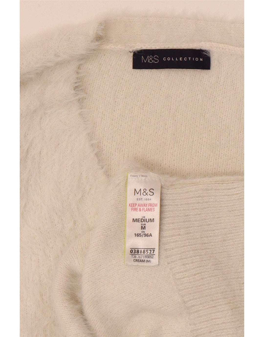 Pulover cu decolteu în V pentru femei Marks & Spencer UK 12 Medium Off White