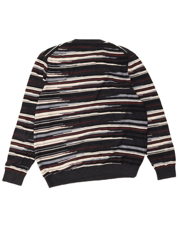 Pulover pentru bărbați Hugo Boss cu gât crew, 2XL, bumbac cu dungi bleumarin