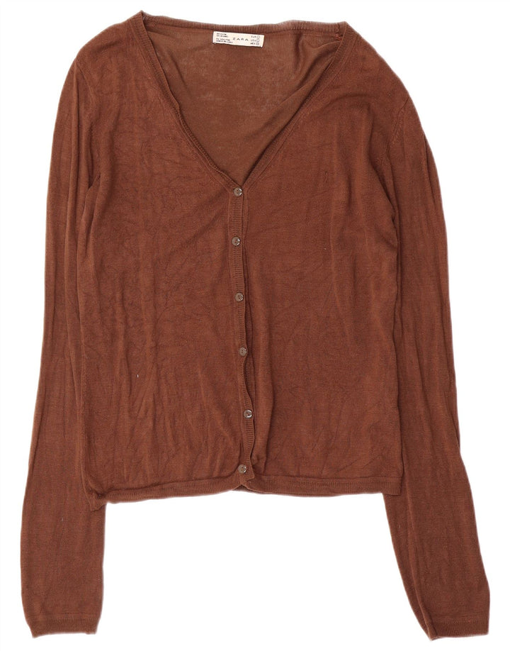 Pulover cardigan pentru femei Zara UK 16 mare, maro, raion