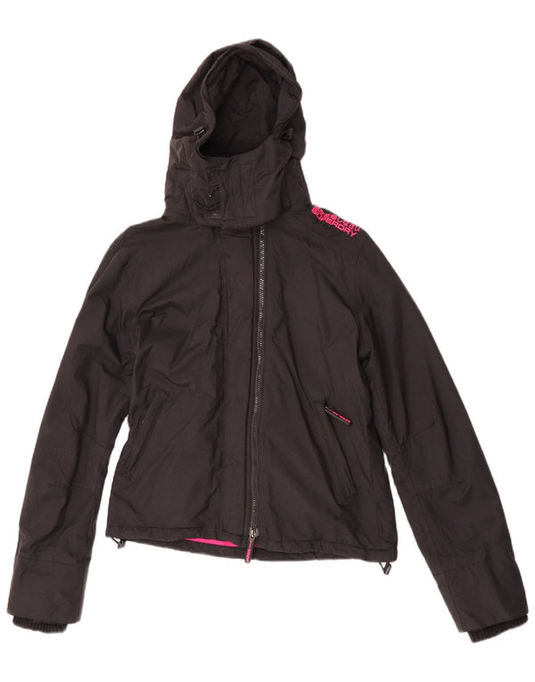 Jachetă Windbreaker pentru femei cu glugă Superdry UK 14 Medium Black Nylon