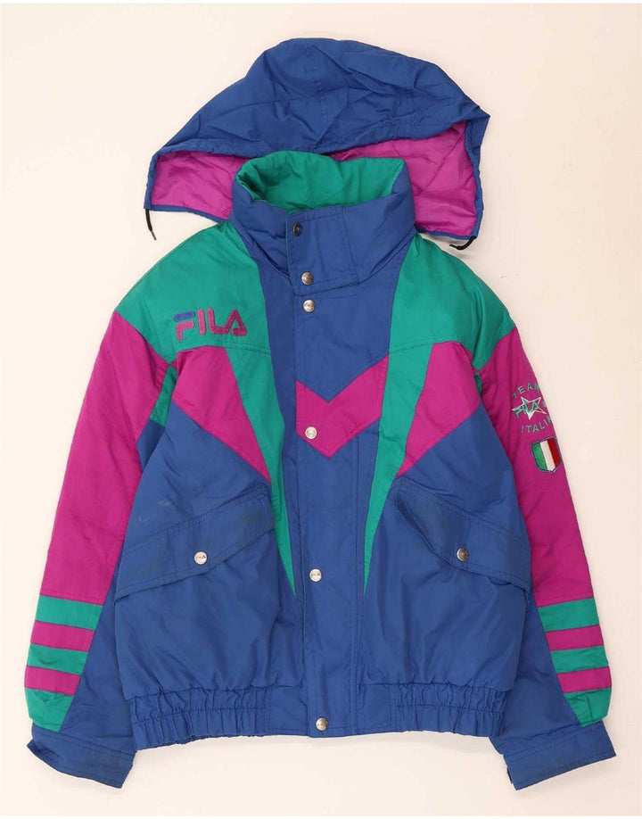 Jachetă de schi pentru bărbați Fila Graphic cu glugă UK 40 Medium Blue Colorblock Poliester