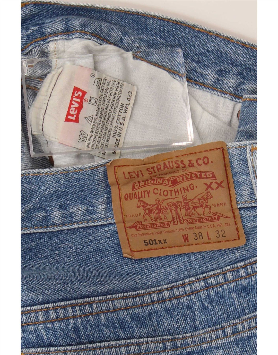 Blugi drepti pentru bărbați Levi's 501 W38 L29 Bumbac albastru