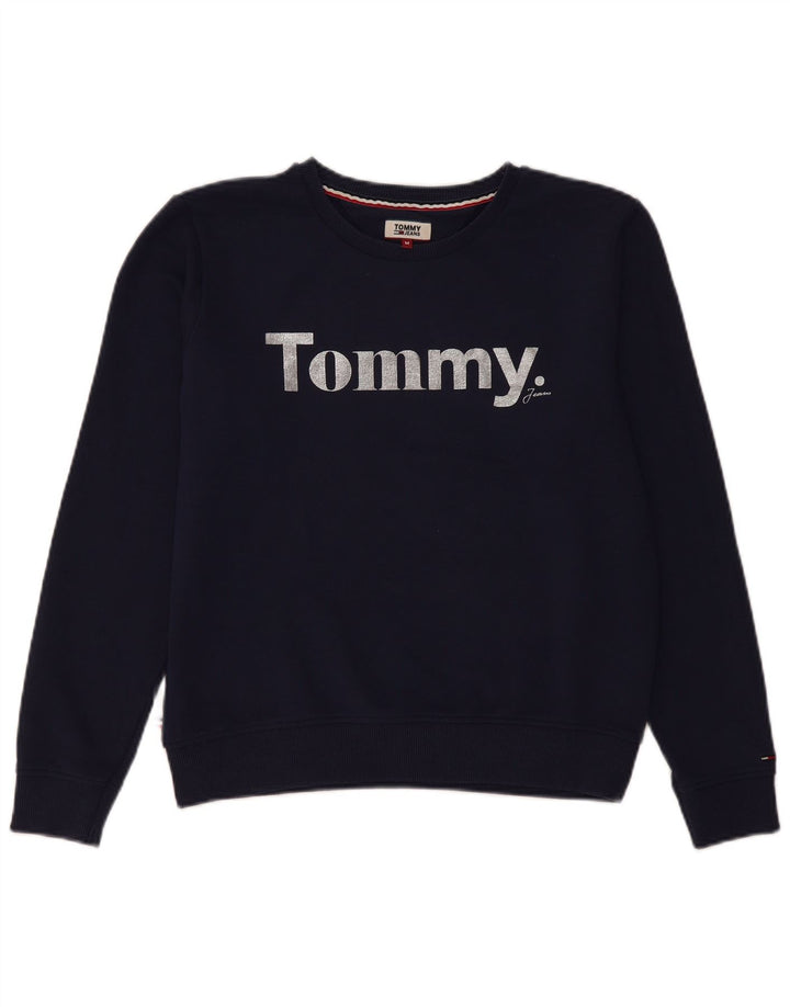 Pulover cu grafic pentru femei Tommy Hilfiger UK 14 Medium Bleumarin