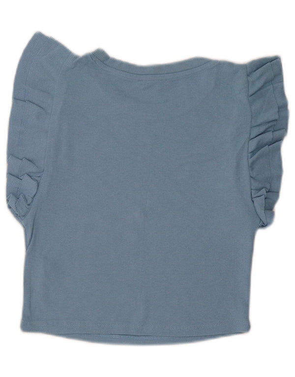 Bluză de top pentru femei Zara UK 14 mare, albastru, bumbac