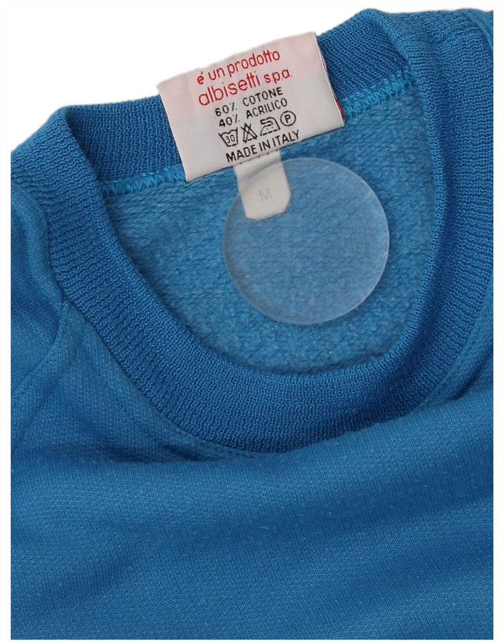 Hanorac vintage pentru bărbați cu grafică Jumper mediu albastru bumbac retro
