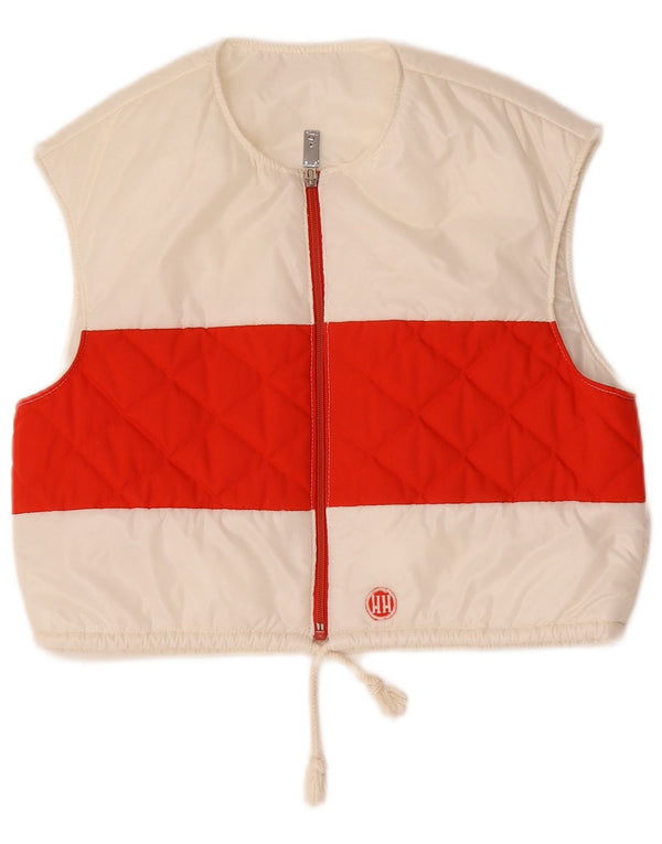 Gilet de damă vintage, supradimensionat, matlasat, EU 36, mic, alb, bloc de culoare