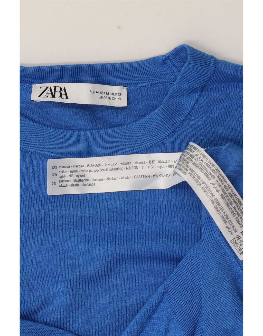 Pulover pentru damă Zara, cu gât turnut, UK 12, viscoză albastră medie
