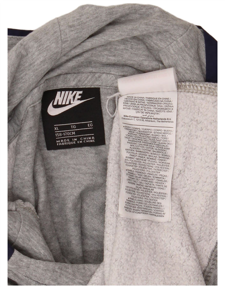 Pulover NIKE pentru băieți, cu glugă, 13-14 ani, XL, bumbac color bloc, gri