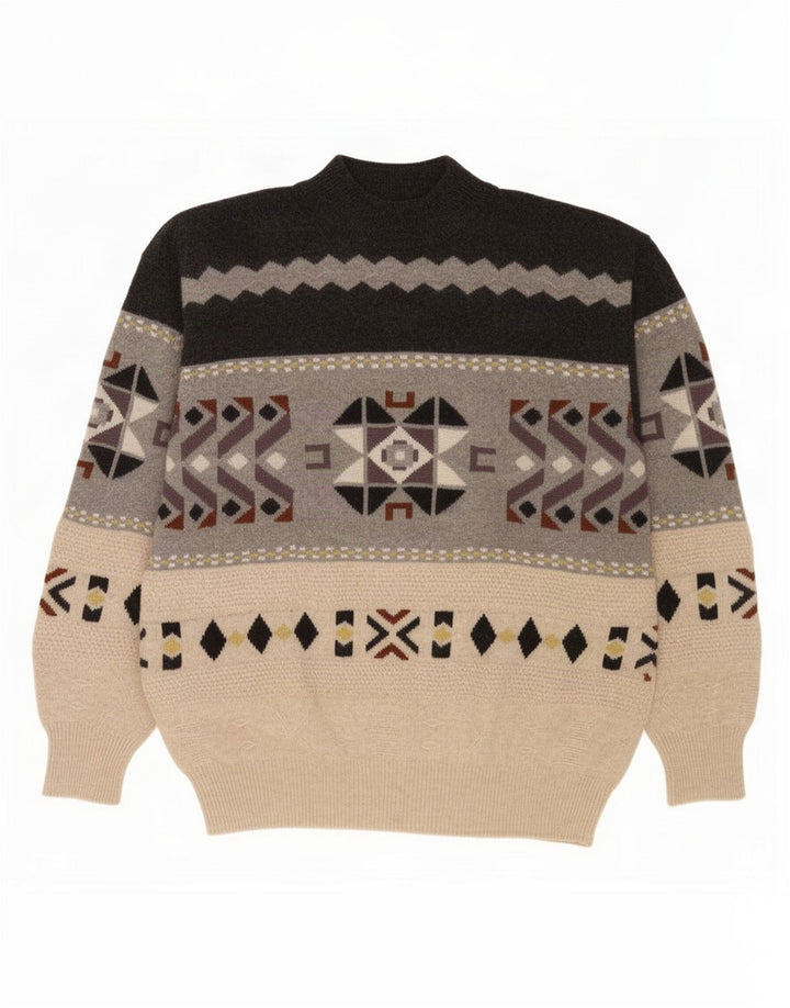 Pulover vintage pentru bărbați cu gât țestoasă, mijlociu, multicolor, geometric