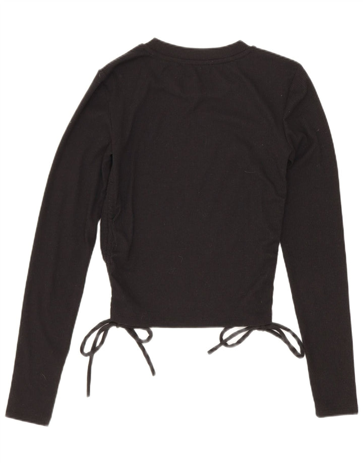 Crop Top pentru femei Zara cu mânecă lungă UK 8, poliester negru mic