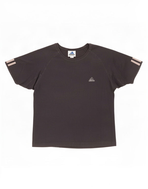 Adidas Womens T-Shirt Top UK 14 Medium Grey Cotton