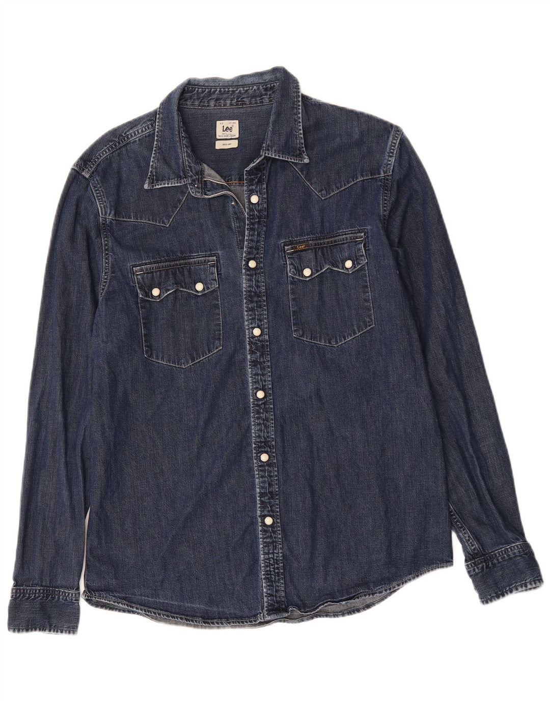 Cămașă de blugi pentru bărbați LEE, mare din bumbac, albastru bleumarin