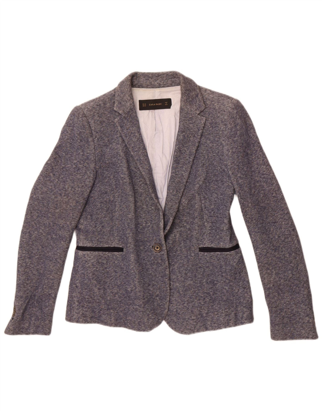 Jachetă pentru femei Zara, cu 1 nasture, UK 18 XL, bumbac cu pete albastre