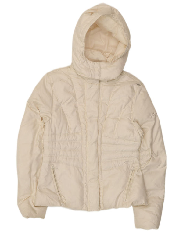 Fila Womens Hooded Padded Jacket UK 14 Large White Polyester
