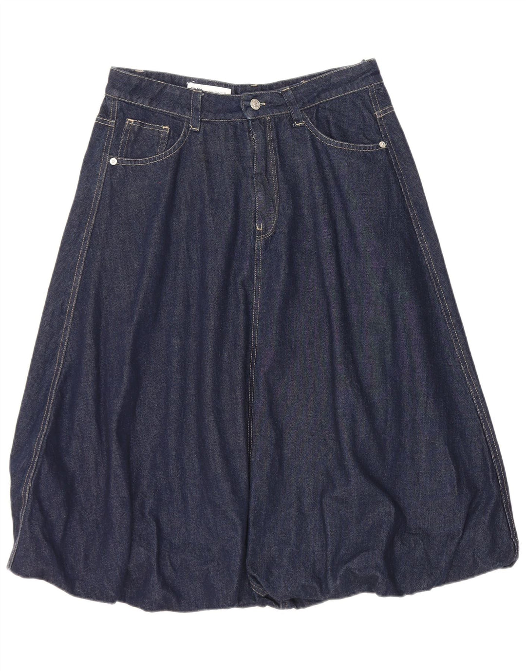 Fusta Denim Bubble pentru femei Zara, mare W30, bumbac bleumarin