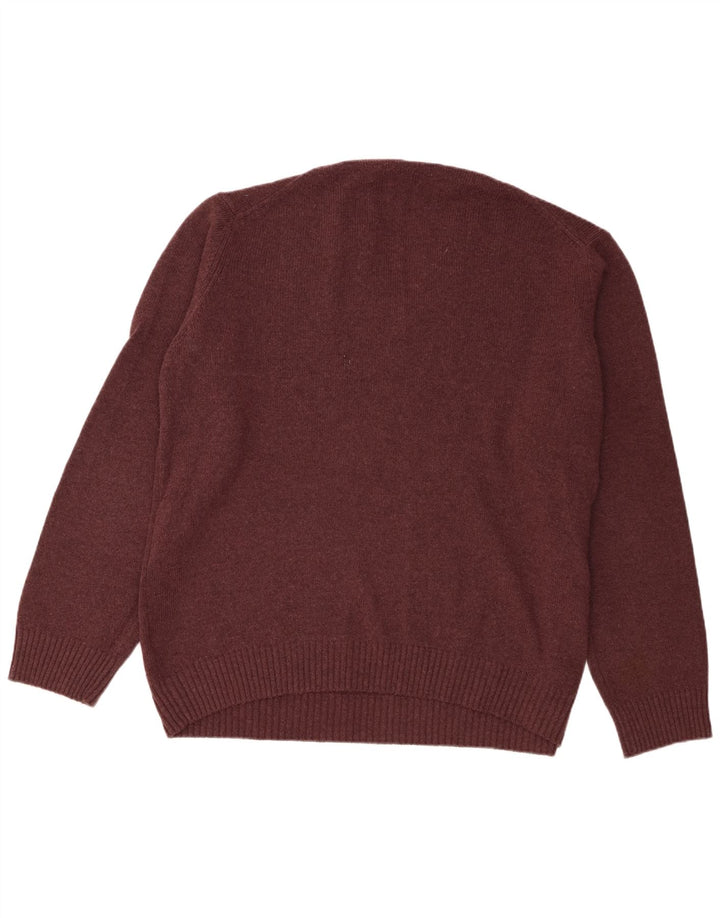 Pulover pentru bărbați Marks & Spencer, cu decolteu în V, XL, Lână Bordeaux
