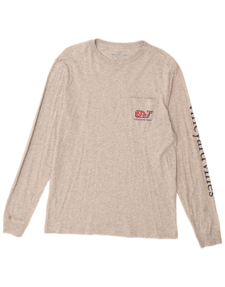 Vineyard Vines Top grafic pentru bărbați cu mânecă lungă, bumbac, gri mic