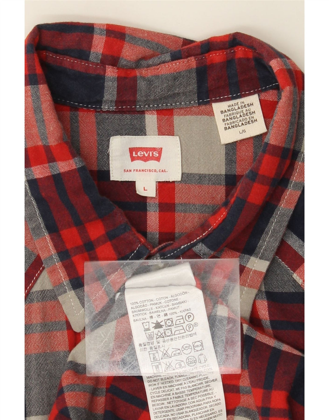 Cămașă de flanel pentru bărbați LEVI'S, bumbac cu carouri roșii mari