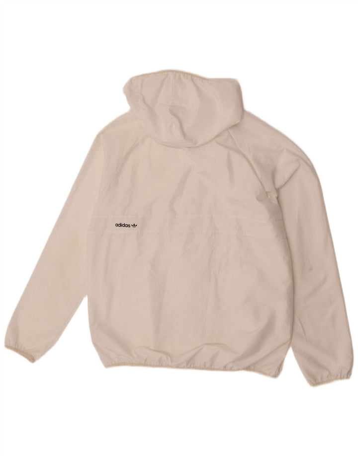 Jachetă Windbreaker cu glugă pentru bărbați Adidas Climalite UK 40 Poliester alb mare