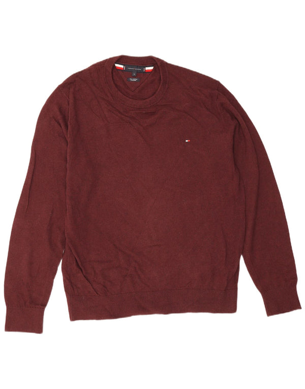 Pulover Tommy Hilfiger pentru bărbați, cu gât crew, XL, bumbac maro