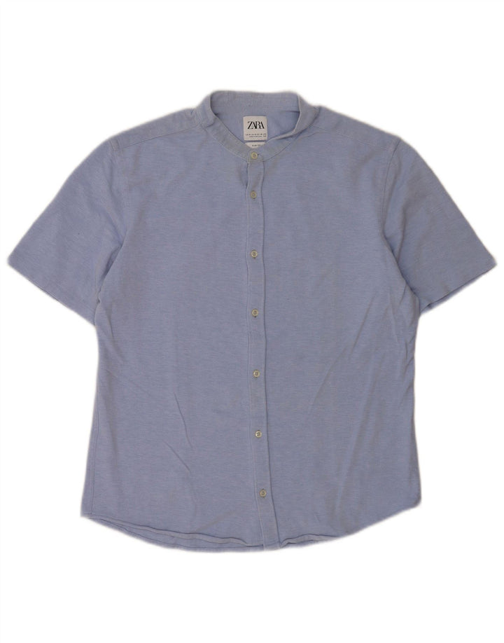 Cămașă Slim Fit cu mânecă scurtă pentru bărbați Zara, albastru mediu