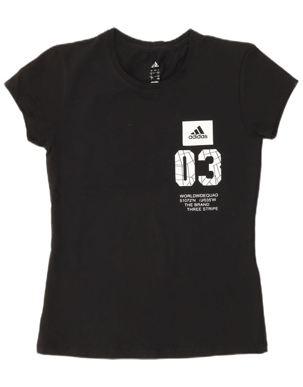 Tricou cu grafic Climalite Adidas pentru femei Top UK 14 mare bumbac negru