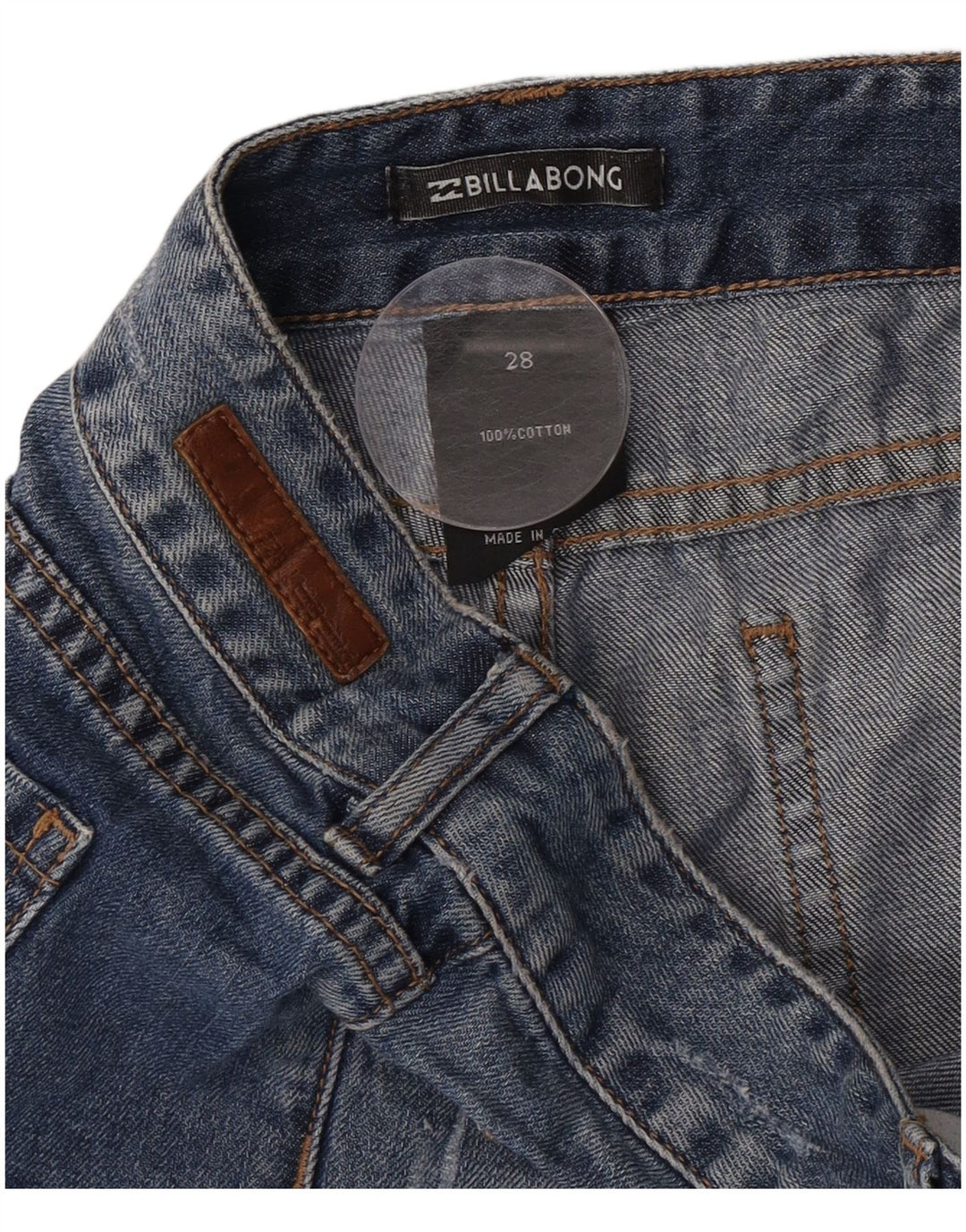 Pantaloni scurți din denim învechit pentru femei Billabong W28, bumbac albastru mediu