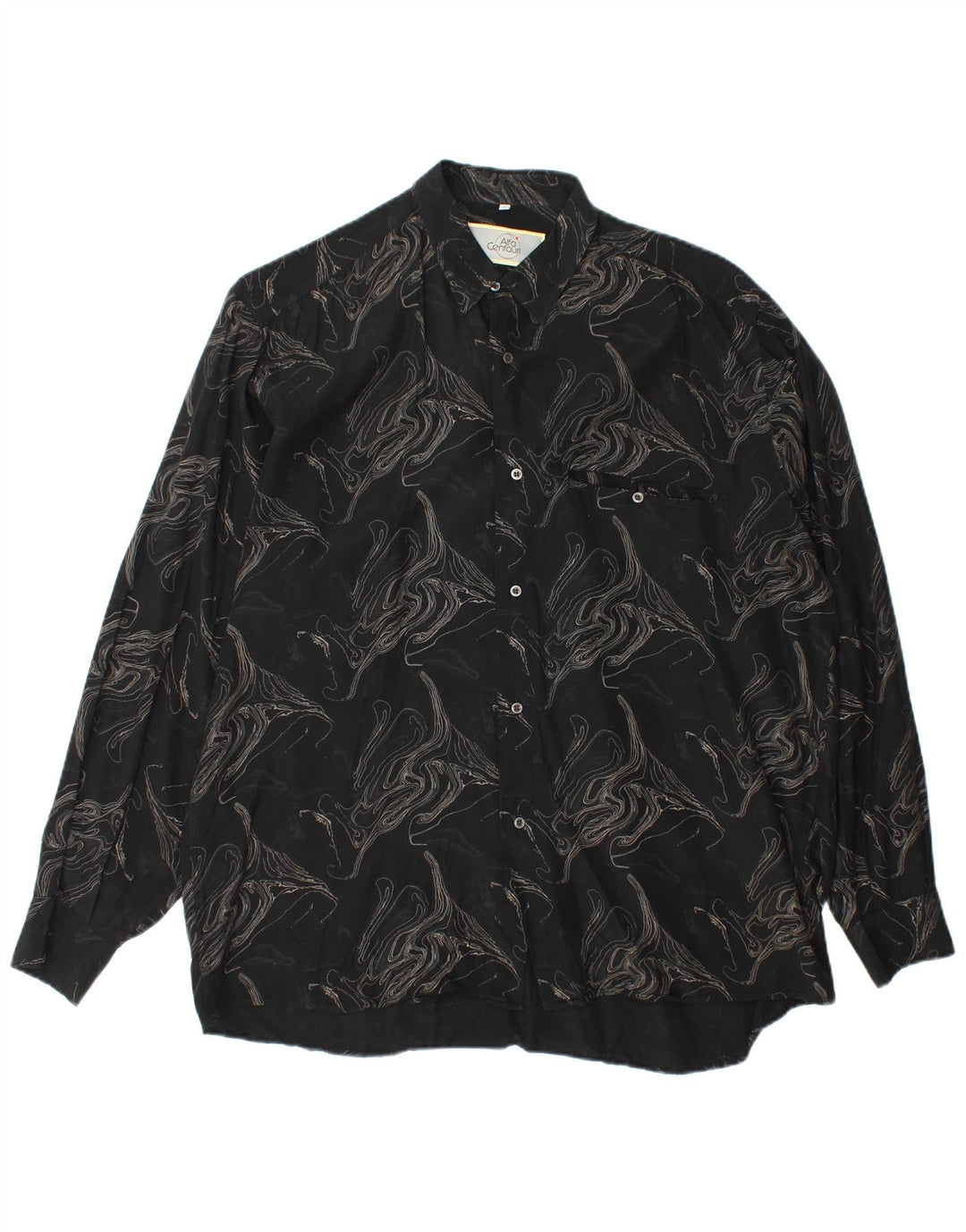 Cămașă Vintage pentru bărbați cu model abstract, XL, viscoză neagră