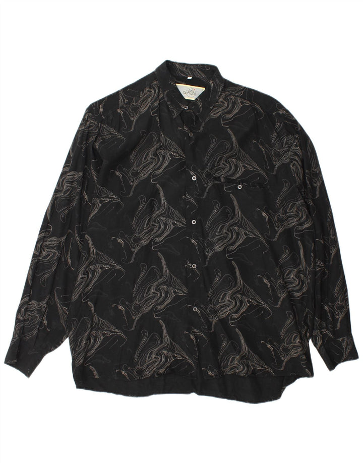 Cămașă Vintage pentru bărbați cu model abstract, XL, viscoză neagră