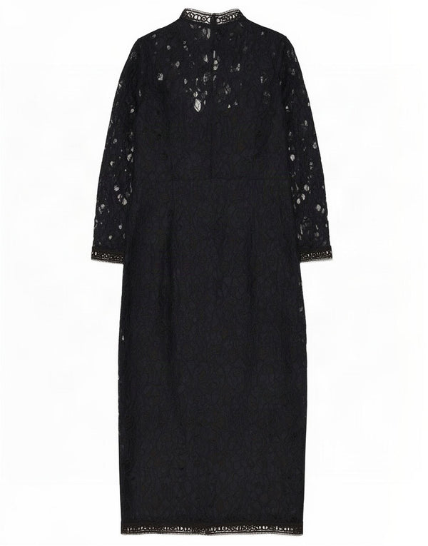 Rochie Maxi din Dantela See Through Zara UK 12 Medium Bleumarin Floral