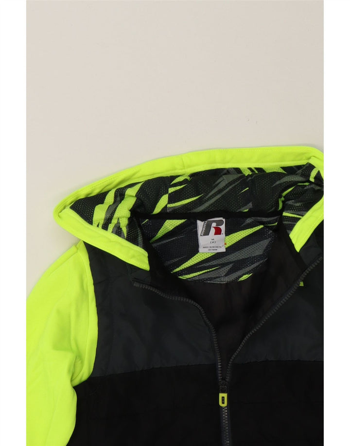 RUSSELL ATHLETIC Boys Windbreaker Jacket 7-8 Years Medium Black Vintage Russell Athletic and Second-Hand Russell Athletic from Messina Hembry 