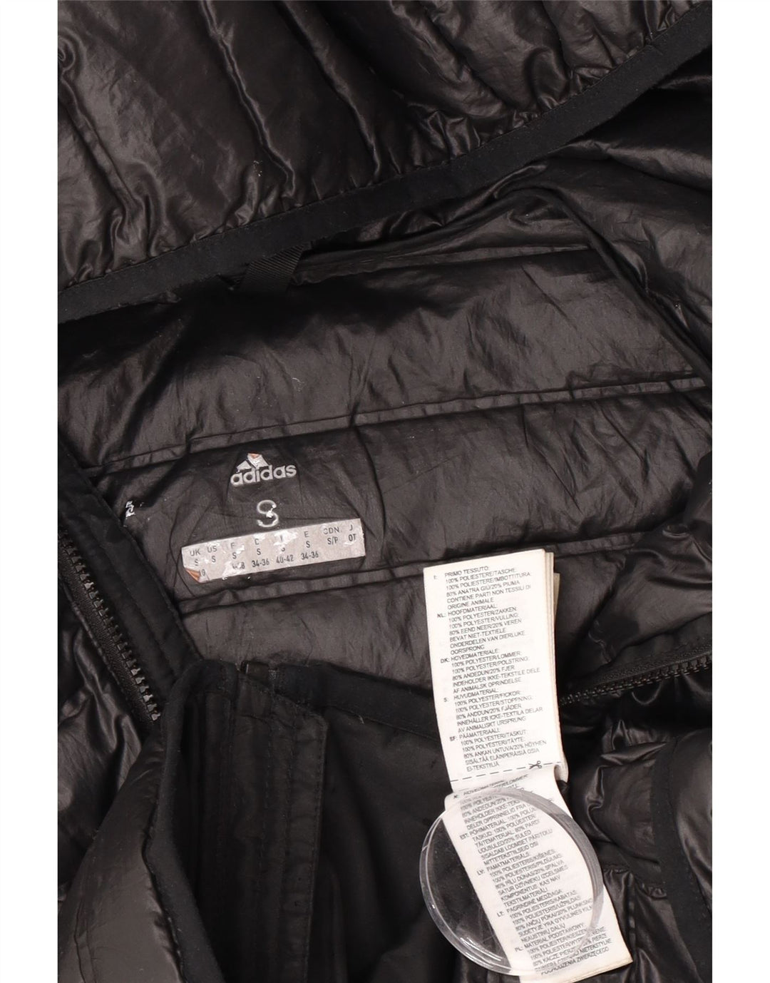 Jachetă căptușită cu glugă Adidas pentru femei UK 8/10 Poliester negru mic