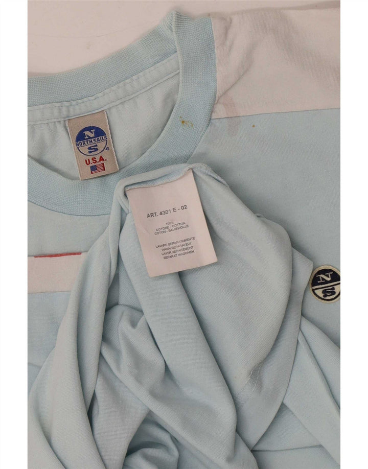 Tricou grafic North Sails pentru bărbați Top mediu albastru din bumbac color bloc